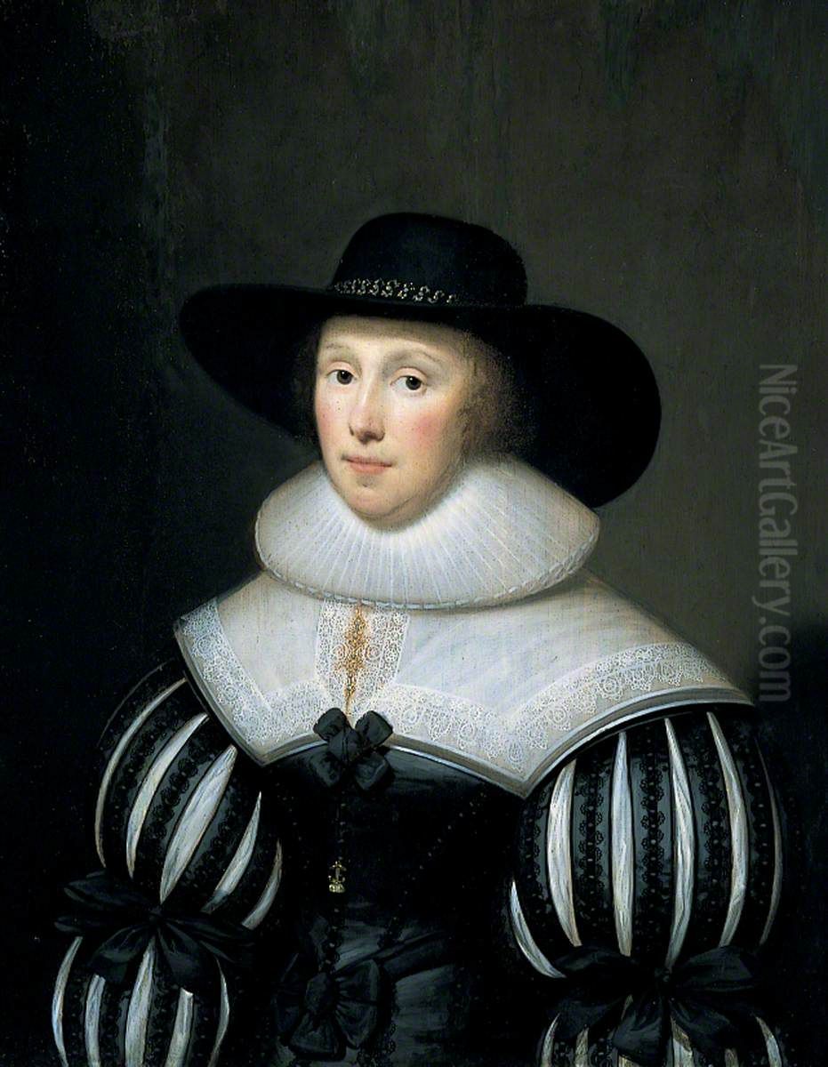 Portrait of Grace Bradbourne, Wife of Thomas Holte Oil Painting by Cornelis Janssens van Ceulen