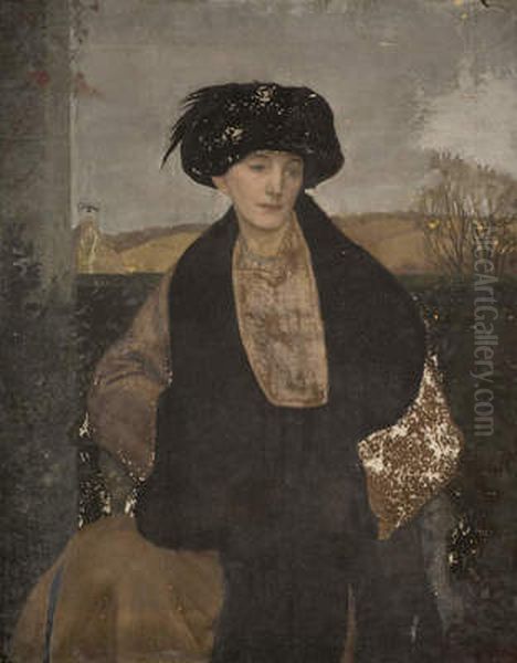 Portrait Of Mrs Lester Of Slad Valley, Stroud Oil Painting by Henry Payne