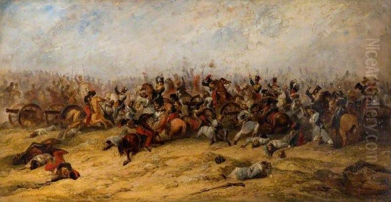 The Conflict at the Guns, Balaclava Oil Painting by George Jones