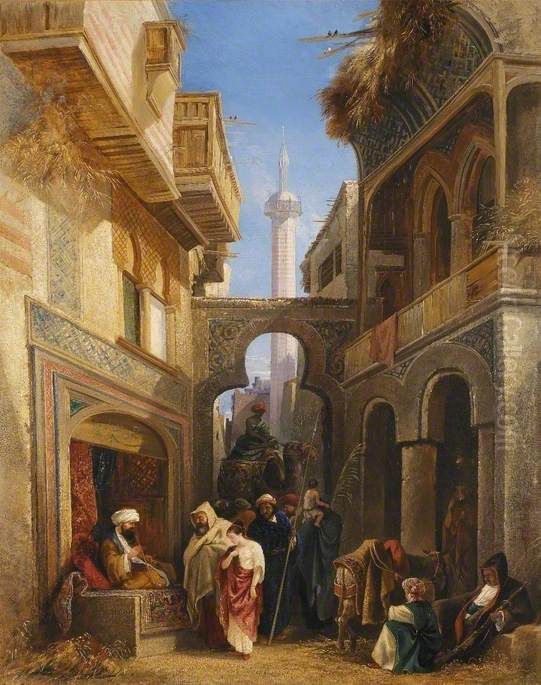 Street Scene in Cairo Oil Painting by William James Muller