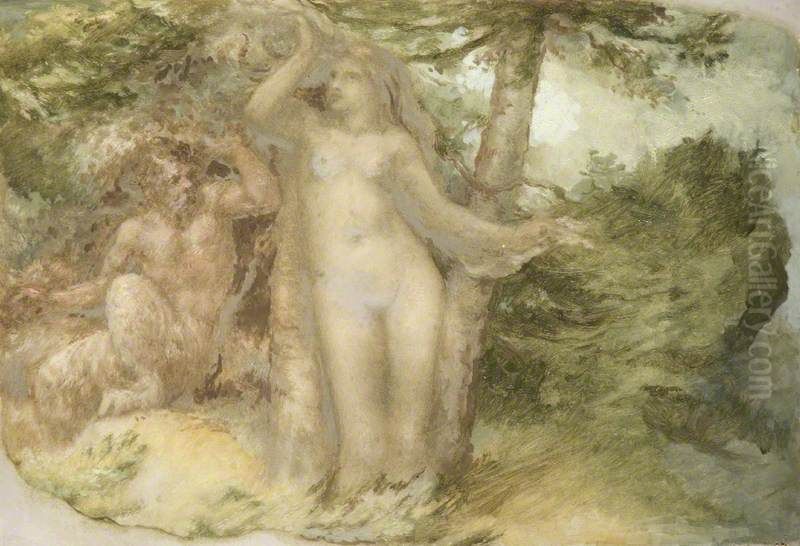 Pan And Pithys Oil Painting by Edward Calvert