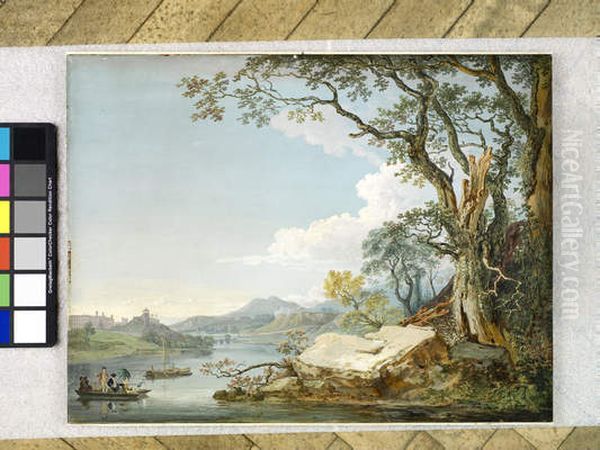 The River Severn at Shrewsbury, Shropshire Oil Painting by Paul Sandby