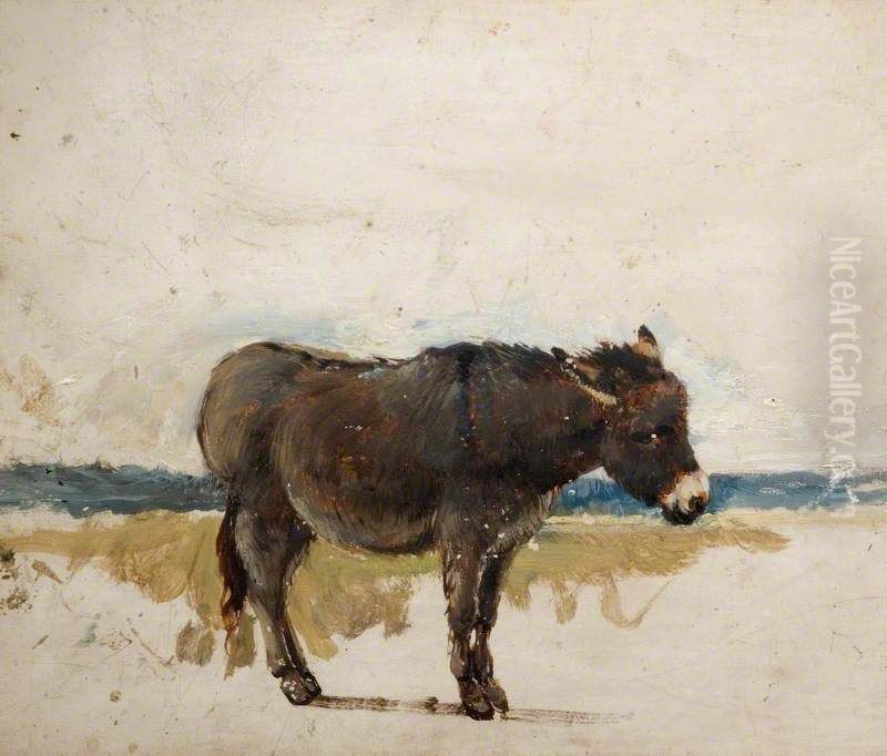 Study of a Donkey Oil Painting by David Cox Jr.
