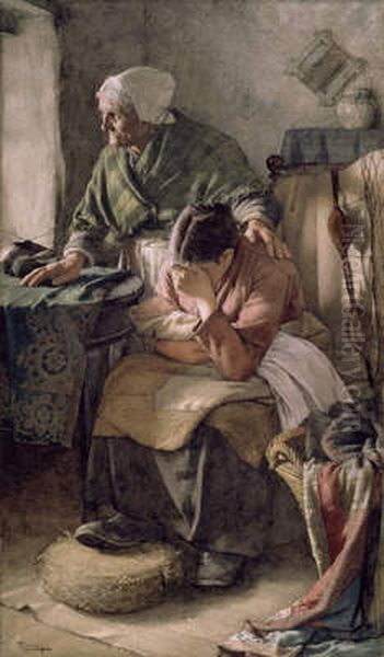 But Men Must Work and Women Must Weep Oil Painting by Walter Langley