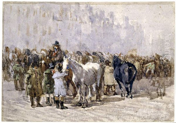 The Birmingham Horse Fair Oil Painting by David Cox Jr.