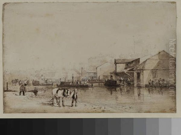 View On The Canal, The Crescent , Birmingham Oil Painting by David Cox Jr.