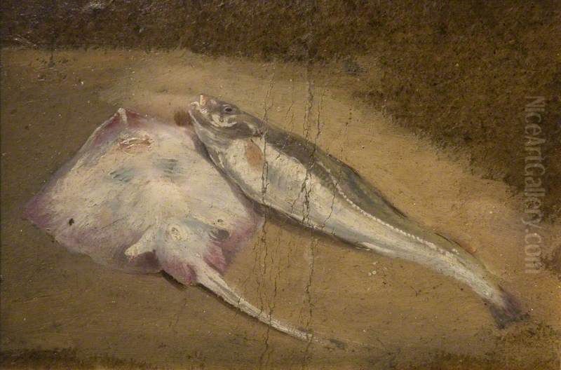 Skate and Cod Oil Painting by David Cox Jr.