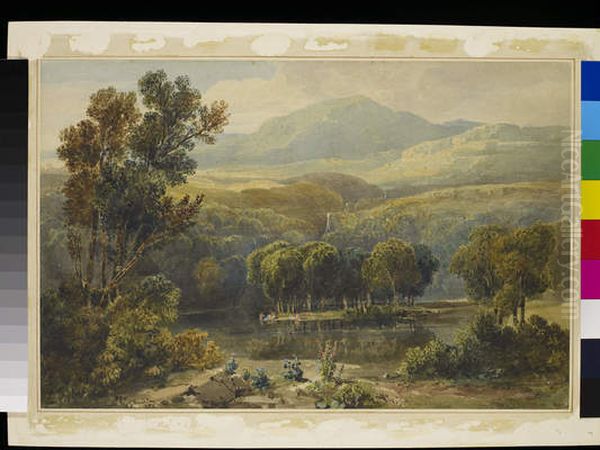 Lake Scene, North Wales Oil Painting by David Cox