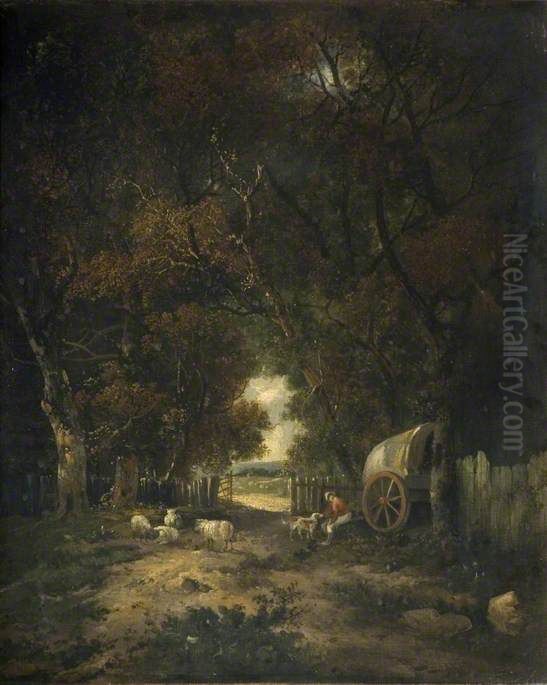Walnut Tree Walk , Earlham Oil Painting by Samuel David Colkett