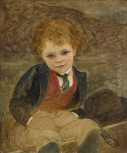 A Boy Sitting In A Wheelbarrow