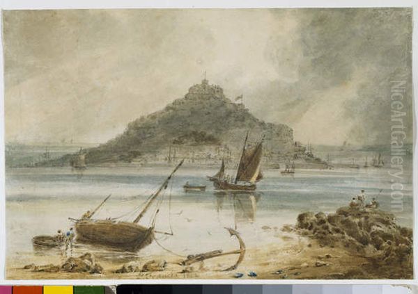 Mont St Michel Oil Painting by Francois Louis Thomas Francia