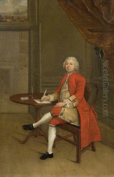 Portrait Of A Man In Red Oil Painting by Arthur Devis