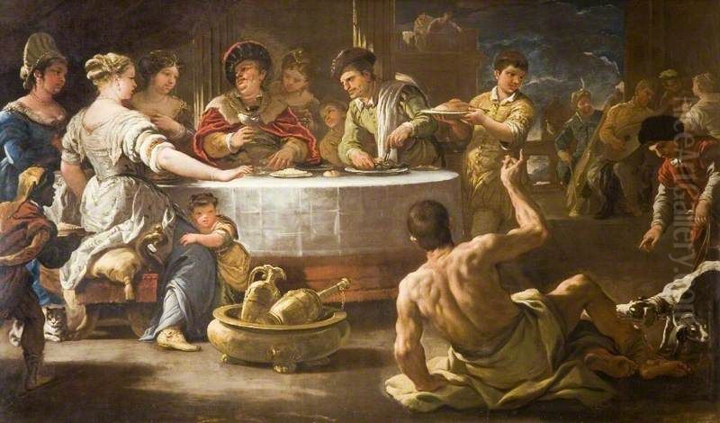 Dives and Lazarus Oil Painting by Luca Giordano