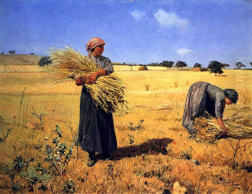 Harvest - Harvesters Oil Painting by Antonio Carvalho de Silva Porto