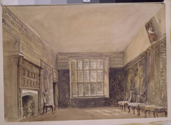 Drawing Room, Haddon Hall Oil Painting by David Cox Jr.