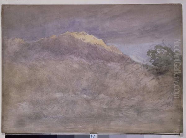 An Impression, Study of a Mountain Crest Oil Painting by David Cox Jr.