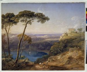 Lake Nemi with Pontine Marshes in the Background