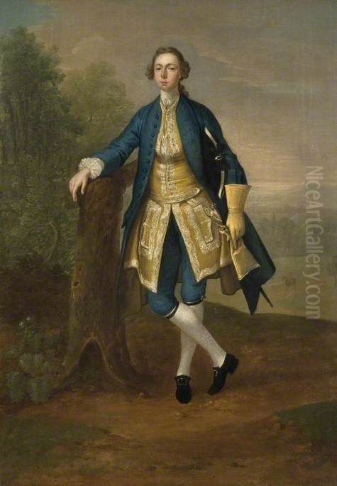 Portrait Of A Man In Blue Oil Painting by Arthur Devis