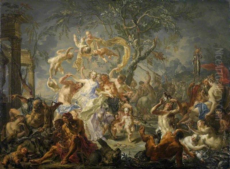 An Allegory of Misrule Oil Painting by Johann Georg Platzer