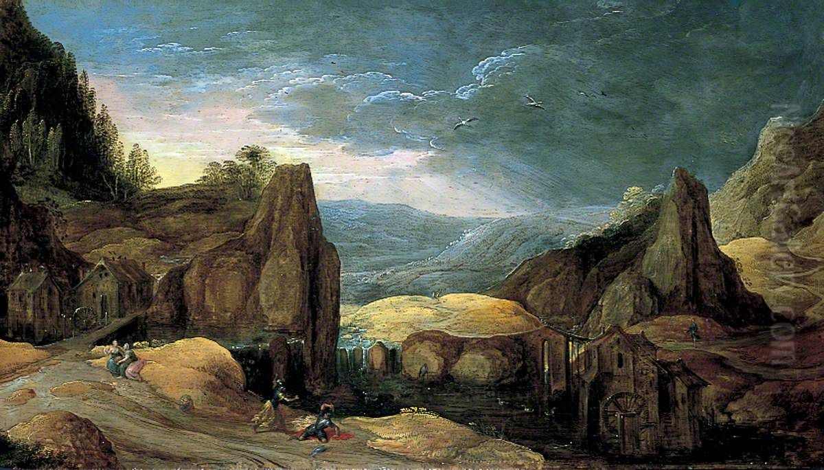 Landscape with Minerva Expelling Mars to Protect Peace and Plenty Oil Painting by Joos de Momper the Younger