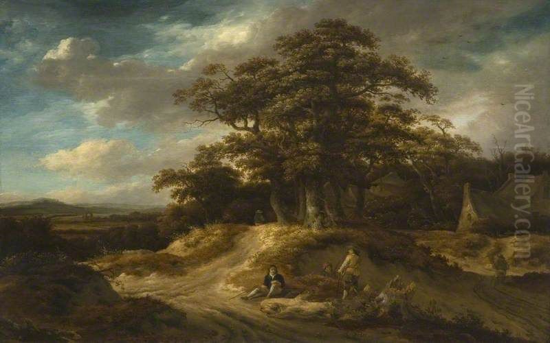 Travellers at the Edge of a Village Oil Painting by Roelof Jansz van Vries