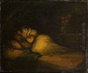 Interior With Woman On A Bed