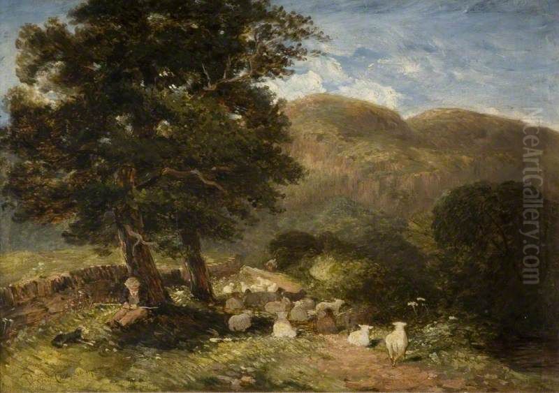 Tending Sheep, Bettws-y-Coed Oil Painting by David Cox Jr.