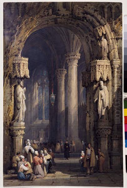 Interior Of A Cathedral Oil Painting by Samuel Prout