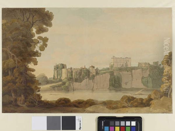 Chepstow Castle Oil Painting by Francis Towne
