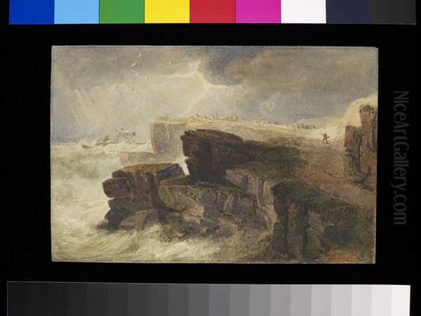 Storm off the Coast, Hastings Oil Painting by David Cox
