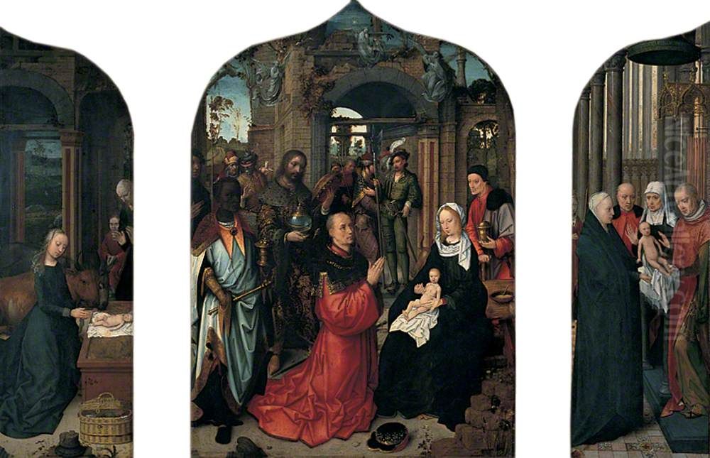 The Annunciation, Adoration of the Magi, The Circumcision Oil Painting by Adriaen Isenbrandt