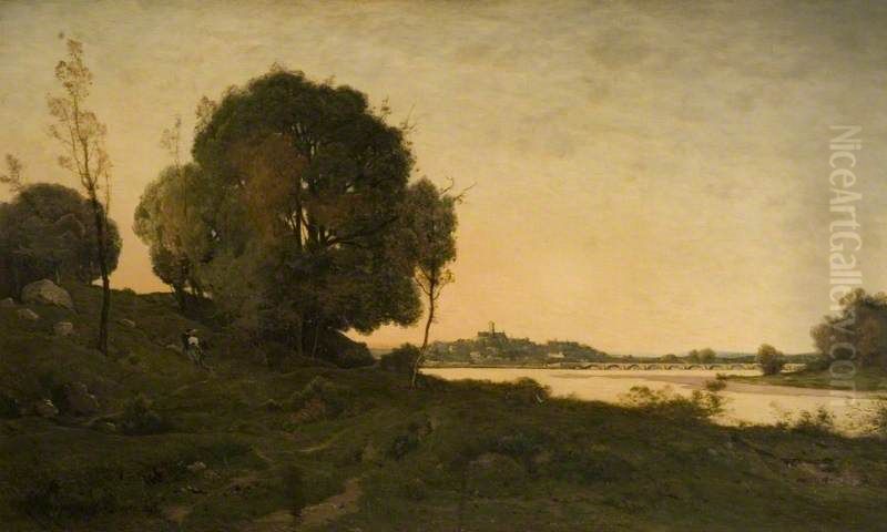 Le Pont De Nevers Oil Painting by Henri Harpignies