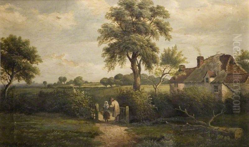 Cottage Scene , Marston Green Oil Painting by William P. Cartwright