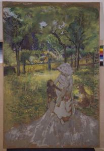Mere et Enfant au Jardin (Matin Dans Le Verger)