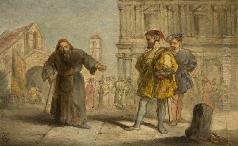 Scene From Shakespeare's The Merchant Of Venice Oil Painting by John Gilbert