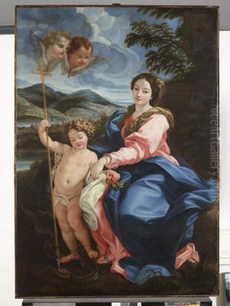 Madonna with Child piercing the Head of the Serpent ('Madonna della Serpe') Oil Painting by Giovanni Battista Gaulli