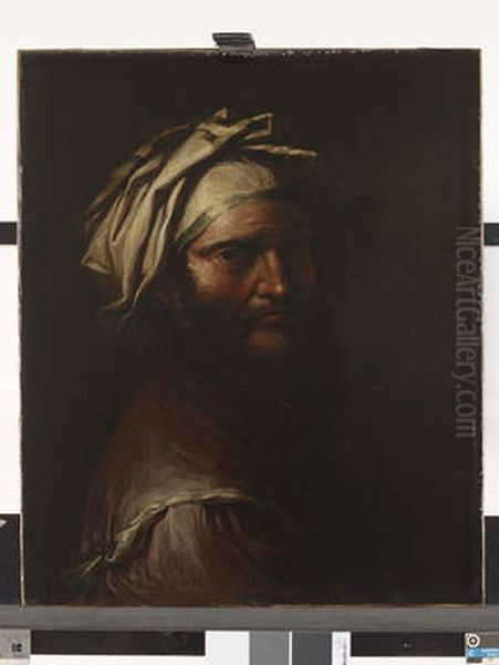 Head of a Man with a Turban Oil Painting by Salvator Rosa