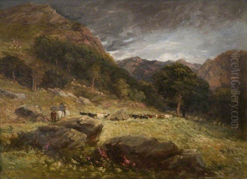 Driving Cattle Oil Painting by David Cox Jr.