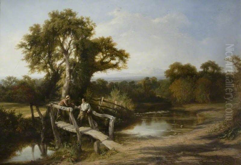 Worcestershire Scenery In Autumn Oil Painting by Frederick Henry Henshaw