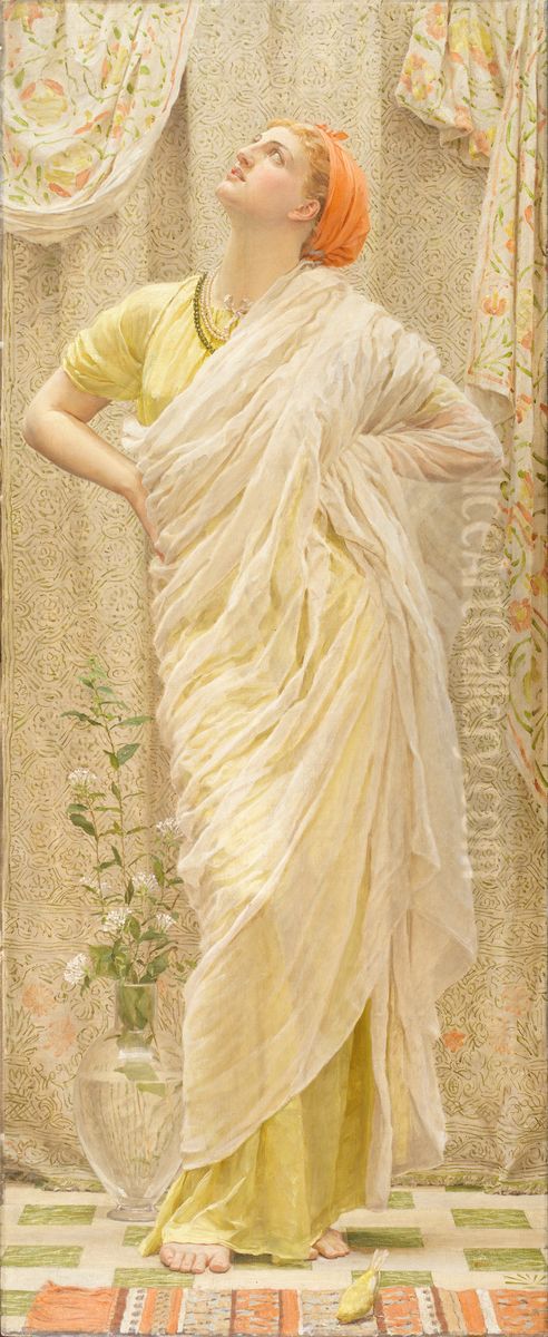Canaries Oil Painting by Albert Joseph Moore