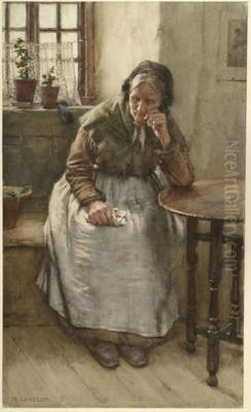 Study of an Old Fisherwoman Oil Painting by Walter Langley
