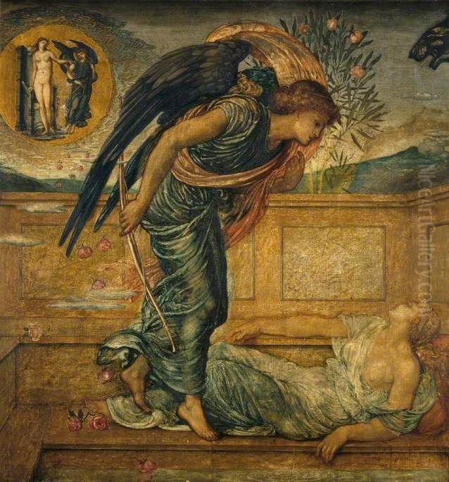 Cupid and Psyche - Palace Green Murals Oil Painting by Edward Burne-Jones