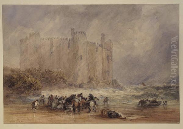 Laugharne Castle, Carmarthenshire Oil Painting by David Cox Jr.