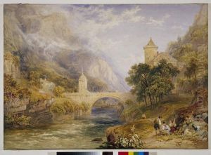 Stone Bridge Over The Rhone St Maurice Switzerland