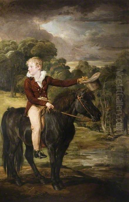 Portrait Of Lord Stanhope ( 1805-66 ) Riding A Pony Oil Painting by James Ward