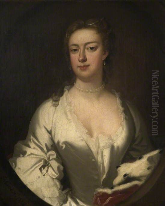 Portrait Of A Lady In White And Ermine Oil Painting by Isaac Whood