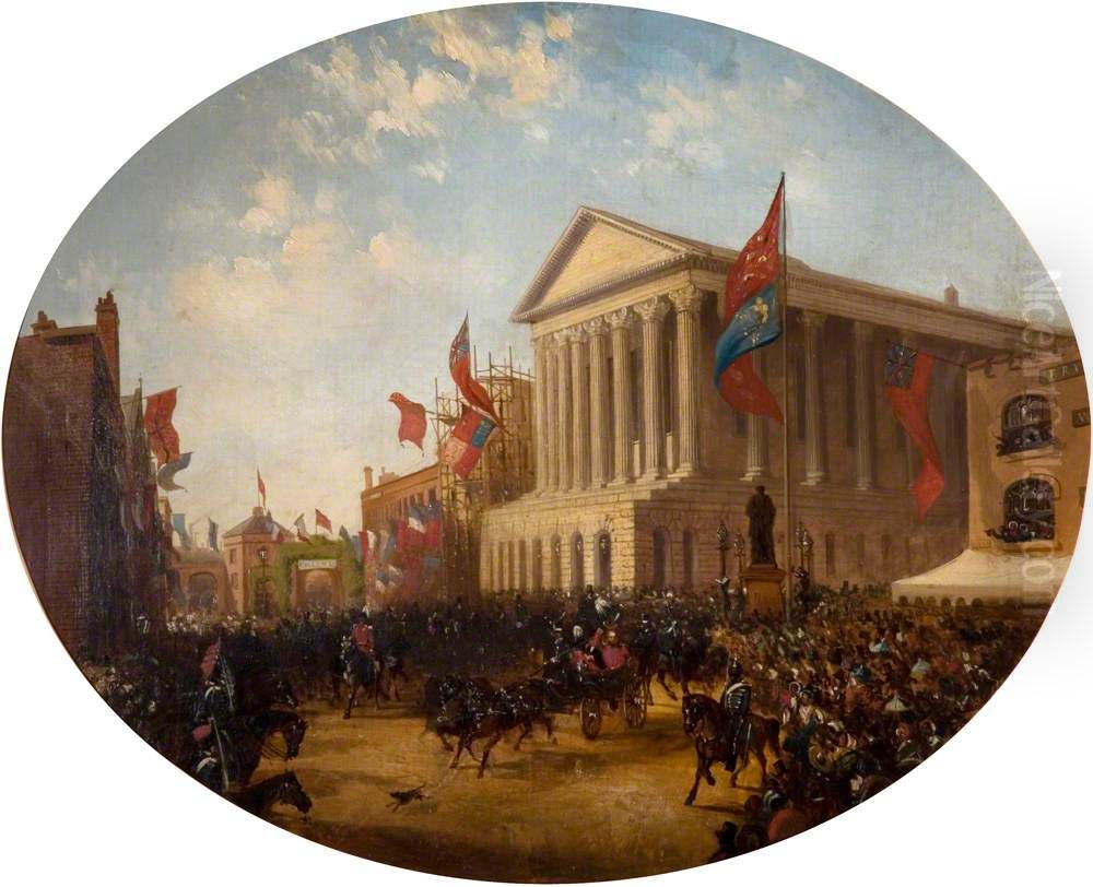The Duke of Cambridge Leaving the Town Hall, Birmingham Oil Painting by Samuel Lines