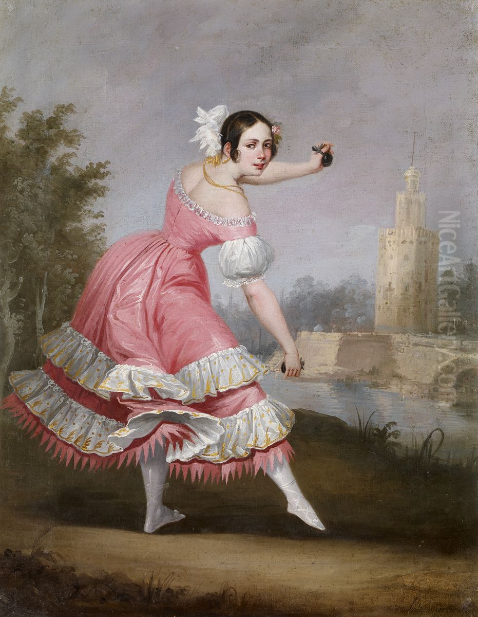 A Bolero dancer Oil Painting by Antonio Cabral Bejarano