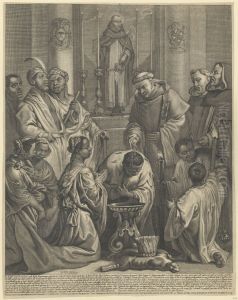 De doop van de keizer en de keizerin van Monomotapa door de Predikheren op 4 augustus 1652