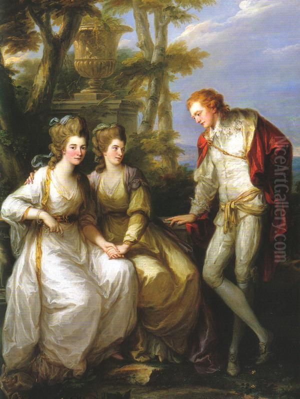 Portrait of Lady Georgiana, Lady Henrietta Frances and George John Spencer, Viscount Althorp. Oil Painting by Angelica Kauffmann
